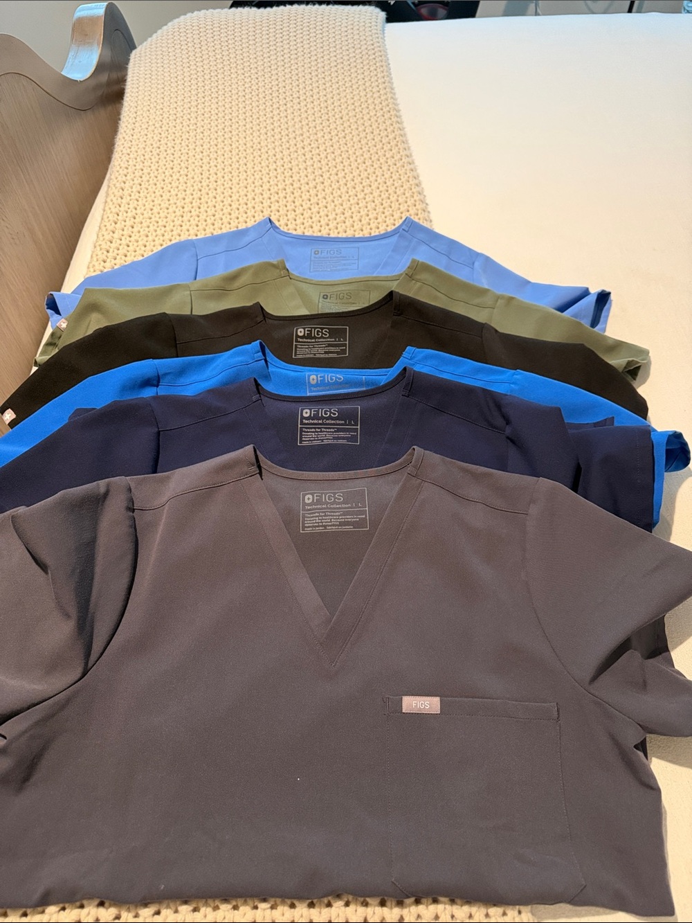 Figs V-Neck Scrub Tops in Navy, Royal Blue, Light Blue, Olive, Black